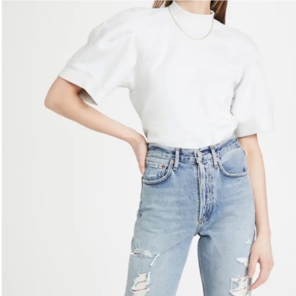 AGOLDE The Round Shoulder Half Sleeve Box Sweatshirt Womens Size Medium Heather - Picture 4 of 13